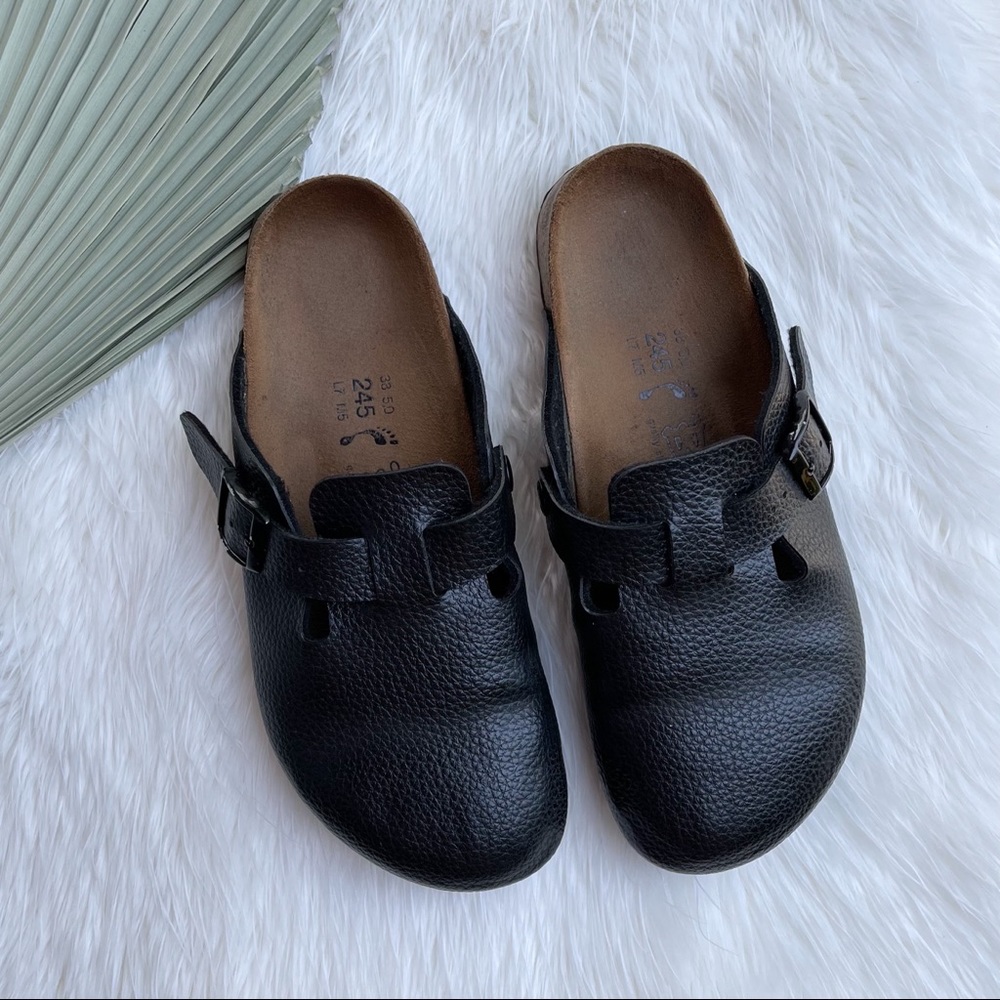 Birki's Birkenstock Black Pebble Boston Clogs 38